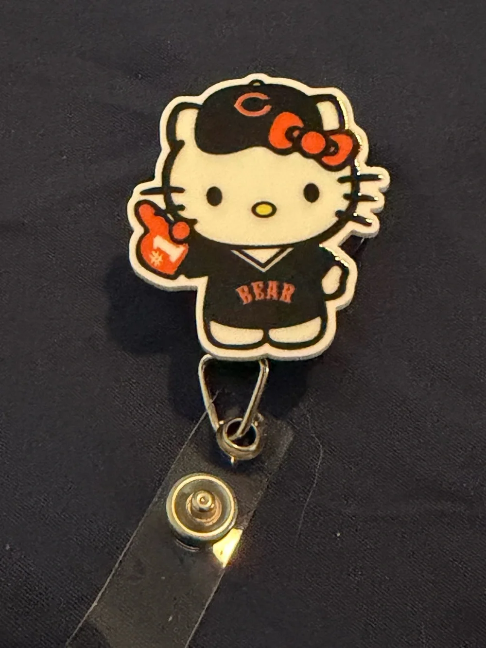 Hello Kitty Black & Red Badge Reel Key Card Holder